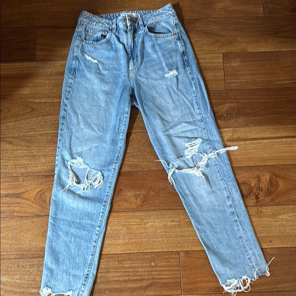 Garage Light Blue Distressed Boyfriend Jeans